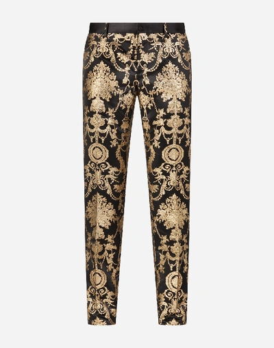 Shop Dolce & Gabbana Gold Jacquard Pants