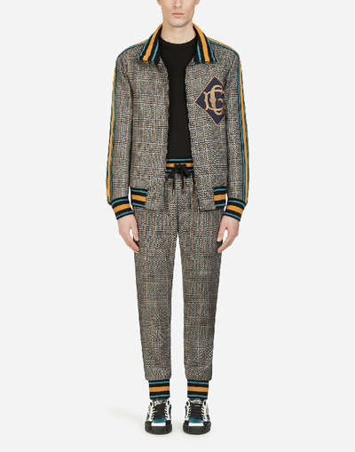 Shop Dolce & Gabbana Wool Zip-up Sweatshirt With Patch In Multicolor
