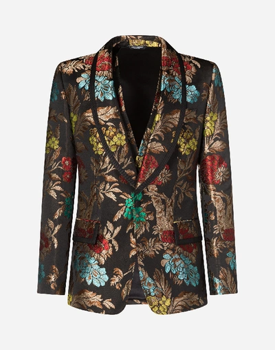 Shop Dolce & Gabbana Floral Jacquard Casinò-fit Suit In Multicolored