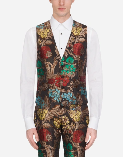 Shop Dolce & Gabbana Floral Jacquard Casinò-fit Suit In Multicolored