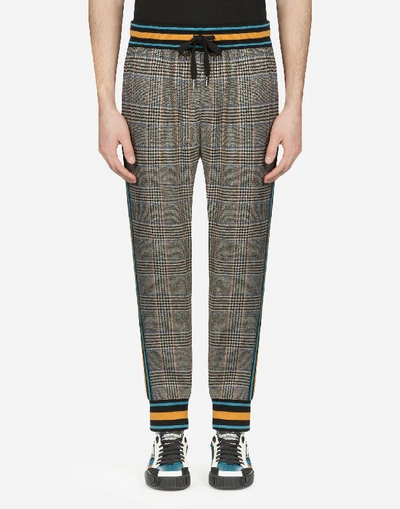 Shop Dolce & Gabbana Check Wool Jogging Pants In Multicolor