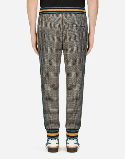 Shop Dolce & Gabbana Check Wool Jogging Pants In Multicolor