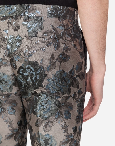 Shop Dolce & Gabbana Floral Jacquard Pants In Multi-colored