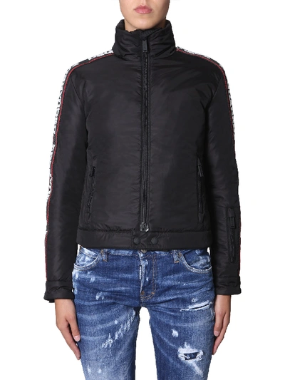 Shop Dsquared2 Down Jacket With Logo Band In Black