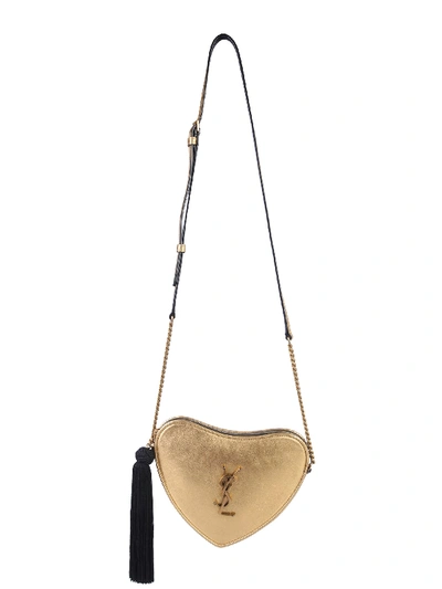 Shop Saint Laurent Heart Bag With Shoulder Strap In Gold