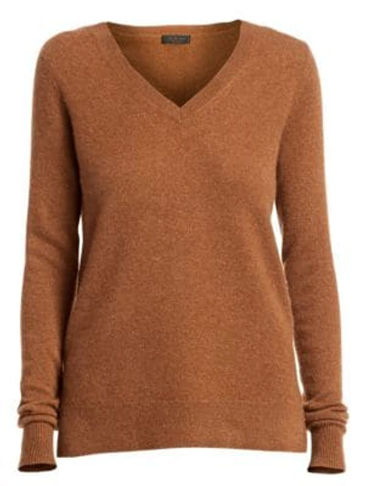 Shop Saks Fifth Avenue Women's Collection Cashmere V-neck Sweater In Copper Brown