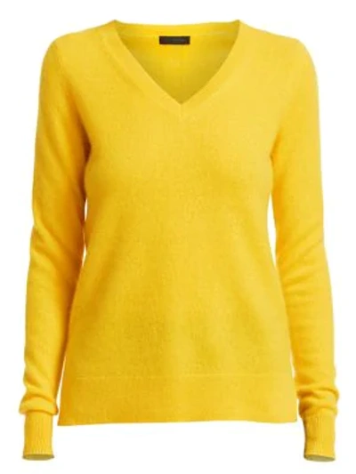 Shop Saks Fifth Avenue Women's Collection Cashmere V-neck Sweater In Sunshine Yellow