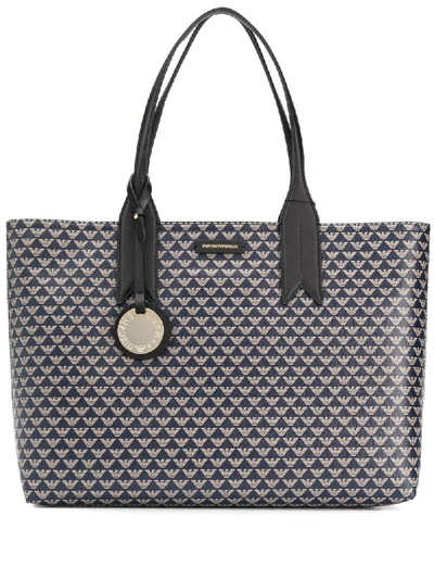 Shop Emporio Armani Signature Tote Bag In Blue