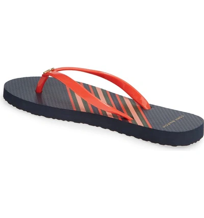 Shop Tory Burch Thin Flip Flop In Red/ Navy Brush Stripe