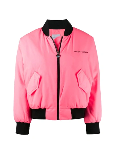 Shop Chiara Ferragni Logo Cropped Bomber Jacket In Pink