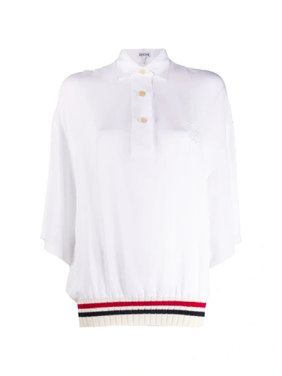 Shop Loewe Ribbed Trim Polo Shirt In White