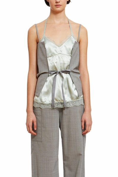 Shop Mm6 Maison Margiela Opening Ceremony Slip Suiting Top In Grey Melange