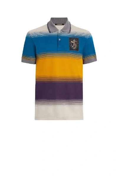 Shop Roberto Cavalli Ombre Stripe Polo Shirt In Blue
