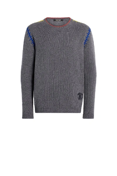 Shop Roberto Cavalli Blanket Stitch Embroidered Sweater In Grey