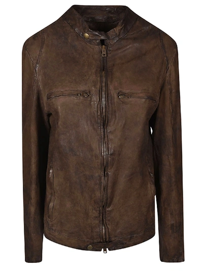 Shop Salvatore Santoro Brown Leather Outerwear Jacket
