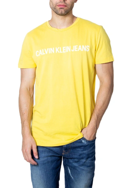 Shop Calvin Klein Jeans Est.1978 Yellow Cotton T-shirt