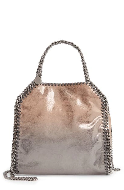 Shop Stella Mccartney Mini Falabella Shaggy Deer Faux Leather Tote In Gold/ Grey