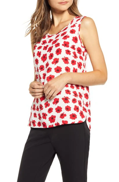 Shop Anne Klein Giverny Floral Shell In Anne White/ Pinot Combo