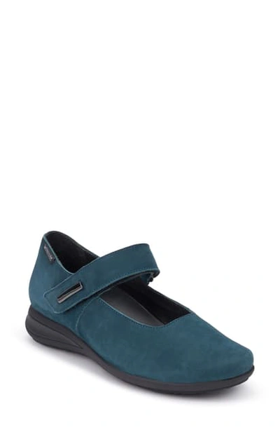 Shop Mephisto Nyna Mary Jane Flat In Blue Oil Leather