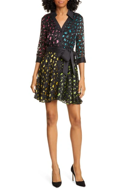 Shop Alice And Olivia Raja Leopard Print Burnout Belted Minidress In Abstract Leopard Teal/ Combo
