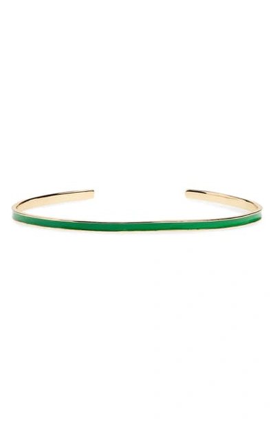 Shop Argento Vivo Slim Enamel Cuff Bracelet In Gold/ Green