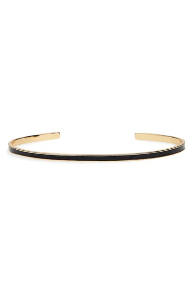 Shop Argento Vivo Slim Enamel Cuff Bracelet In Gold/ Black