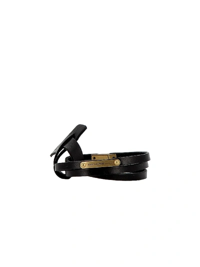 Shop Saint Laurent Black Leather Bracelet