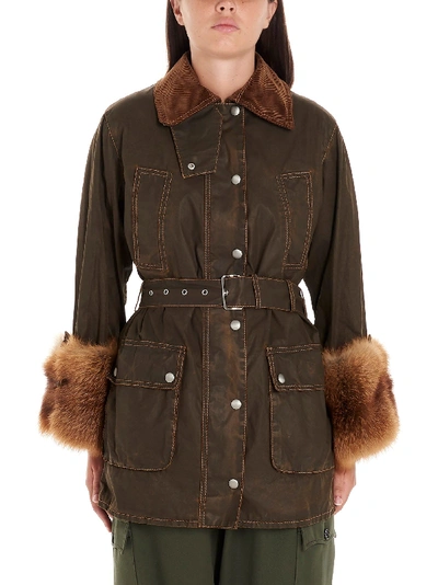 Shop Miu Miu Brown Cotton Jacket