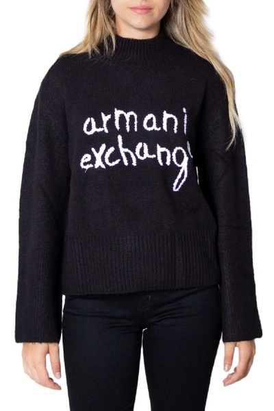 Shop Armani Exchange Black Acrylic Sweater