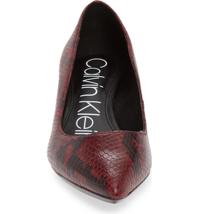 Shop Calvin Klein Gabrianna Pump In Red Snake Print Leather
