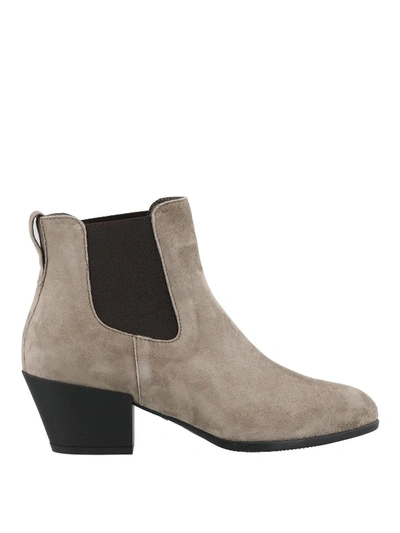 Shop Hogan Texan Style Suede Ankle Boots In Beige