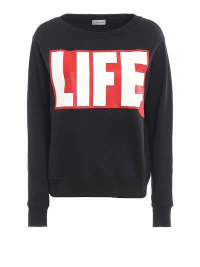 Shop Moncler Life Rubberized Print Sweatshirt In Black