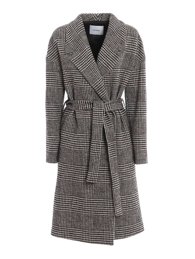 Shop Dondup Prince Of Wales Wool Blend Coat In Multicolour