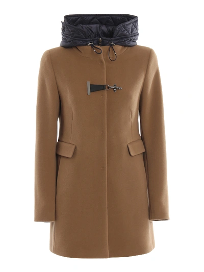 Shop Fay Toggle Double Front Hooded Coat In Light Brown
