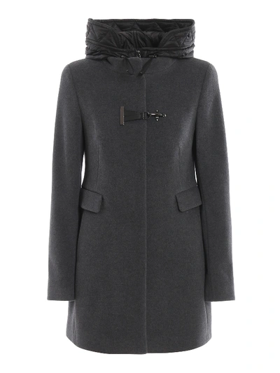 Shop Fay Double Front Hooded Grey Coat