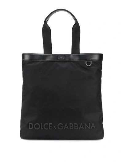 Shop Dolce & Gabbana Sicilia Dna Nylon Tote Bag In Black