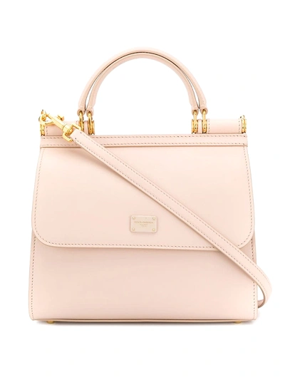 Shop Dolce & Gabbana Sicily 58 Small Pink Leather Bag