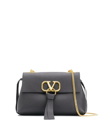 Shop Valentino Vring Black Leather Shoulder Bag