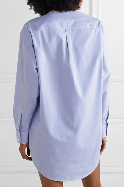 Shop Alexander Wang Embellished Striped Cotton-poplin Shirt In Blue