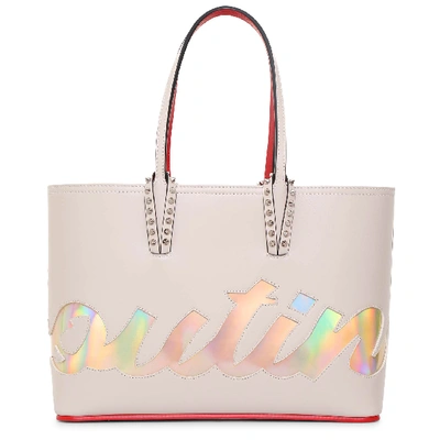 Shop Christian Louboutin Cabata Small Ivory Logo Tote In White