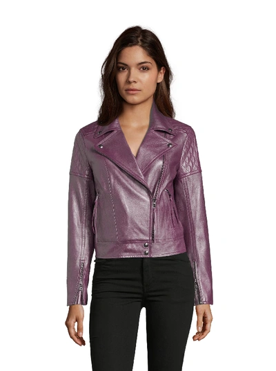 Shop Robert Graham Women's Monroe Meic Leather Jacket In Magenta Size: Xl By