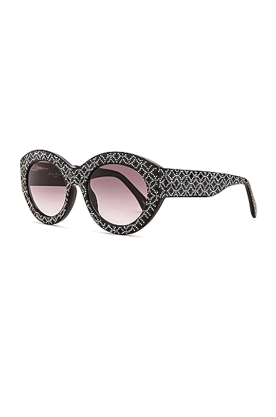 Shop Alaïa Almond Stud Sunglasses In Shiny Black & Silver