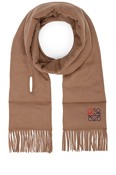 Shop Loewe Padded Anagram Scarf In Camel