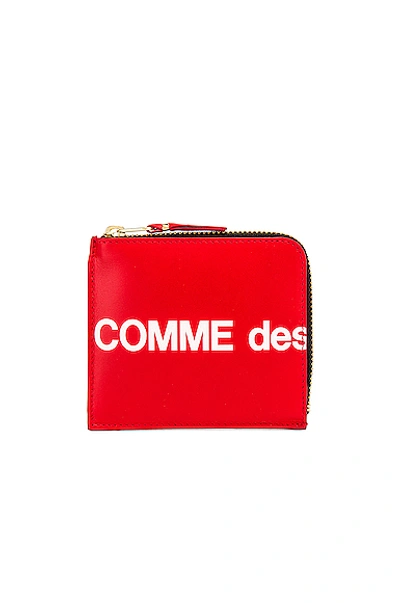 Comme Des Garçons Logo Printed Wallet In Red