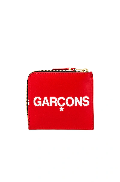 Comme Des Garçons Logo Printed Wallet In Red
