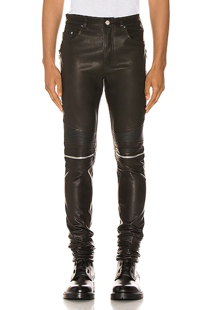 Shop Amiri Mx2 Leather Pants In Black & Silver