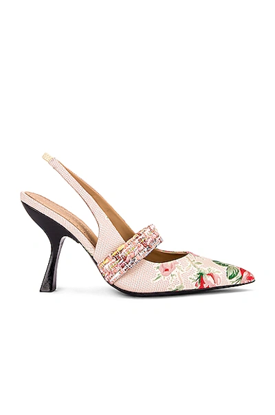 Shop Brock Collection Floral Slingback Heels In White & Pink