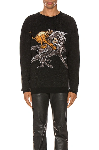 Shop Givenchy Crew Neck Sweater In Black & Grey