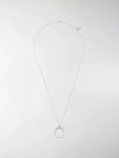 Shop Raf Simons Circular Pendant Necklace In Silver