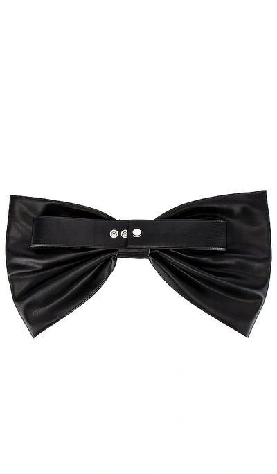 Shop Anouki Faux Leather Bow Belt In Black